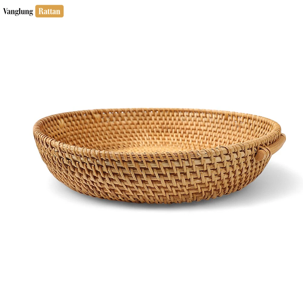 Round Handwoven Natural Green Straw Rattan Serving Bowl with Handle - TW01BL0016 - 🏠 Applications