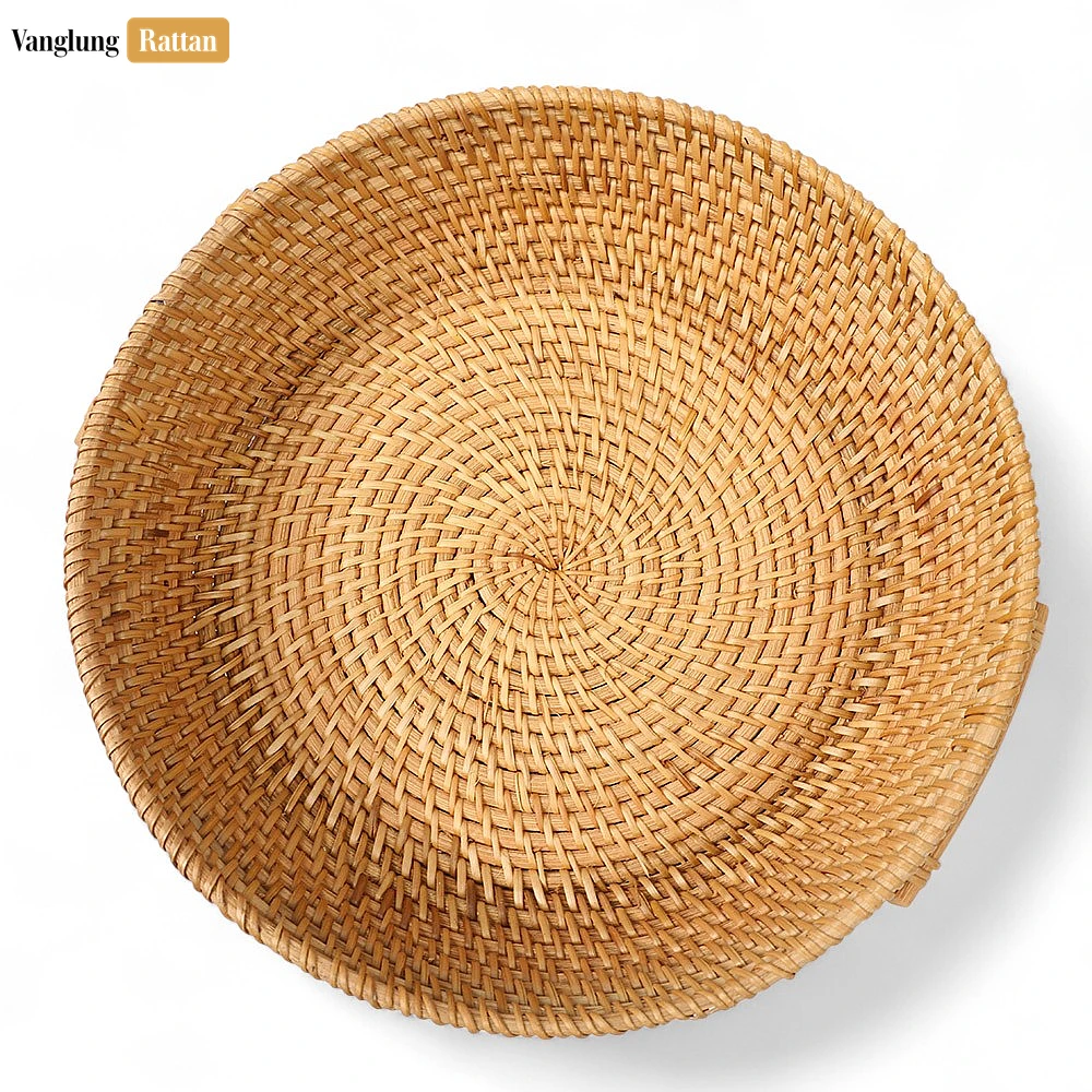 Round Handwoven Natural Green Straw Rattan Serving Bowl with Handle - TW01BL0016 - ✨ Product Highlights