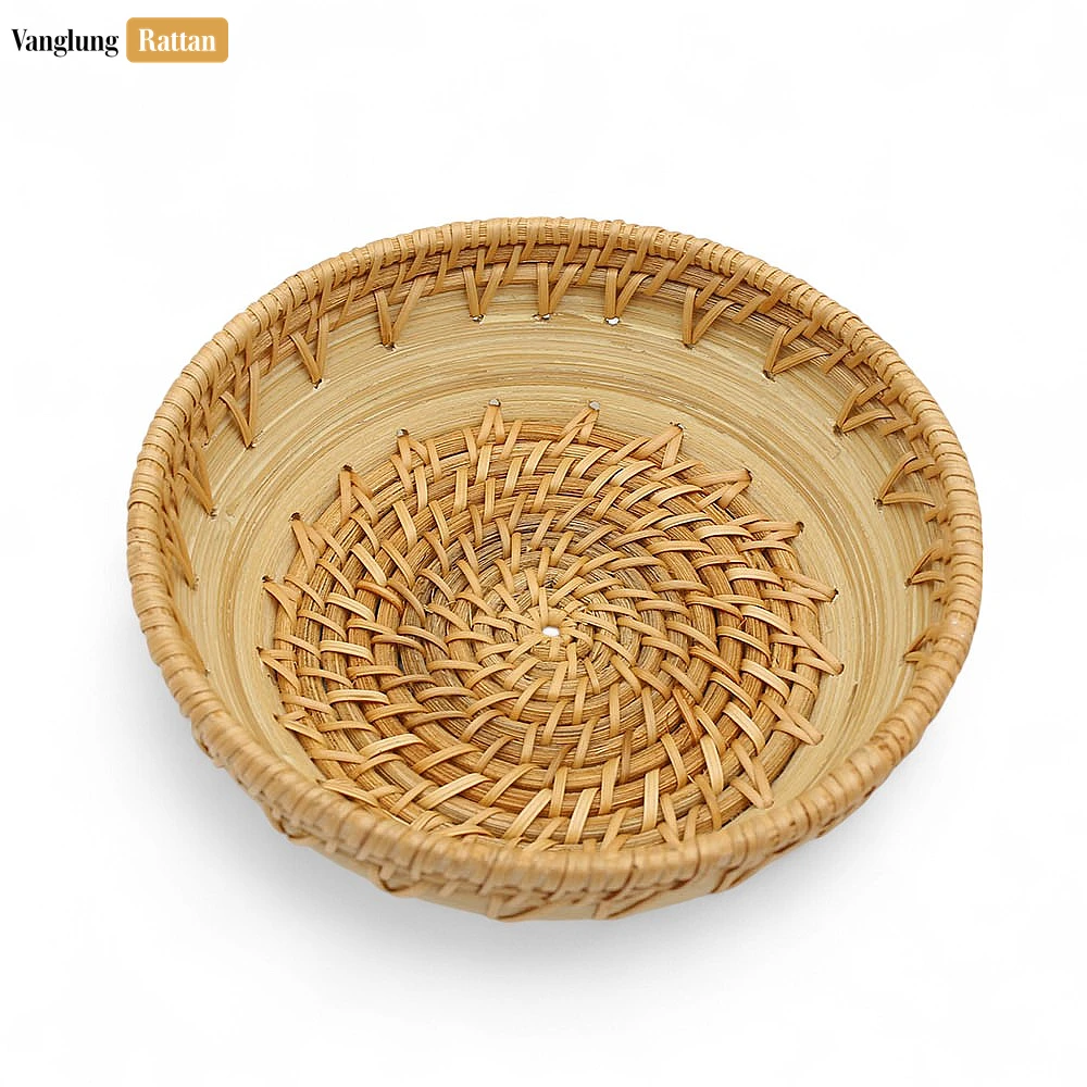 Round Handwoven Natural Spiral Center Serving Bowl - TW01BL0022 - Round Handwoven Natural Spiral Center Serving Bowl - TW01BL0022