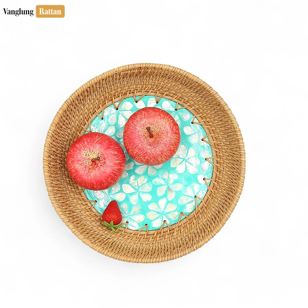 Round Mother of Pearl Inlaid Straw Rattan Serving Bowl - TW01BL0019 - 🌟 Why Choose VanglungRattan