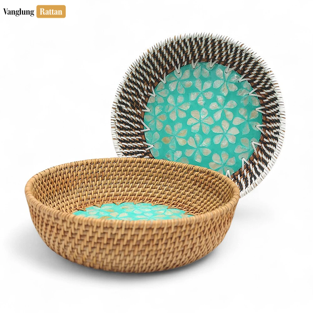 Round Mother of Pearl Inlaid Straw Rattan Serving Bowl - TW01BL0019 - ❓ Frequently Asked Questions