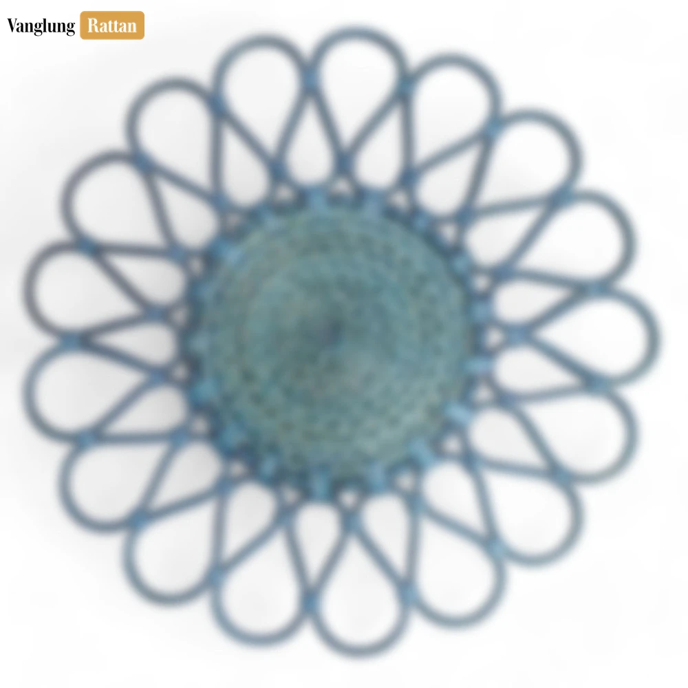 Blue Scalloped Flower Handwoven Bamboo Rattan Placemat with Spiral Weave - UP054038 - Blue Scalloped Flower Handwoven Bamboo Rattan Placemat with Spiral Weave - UP054038