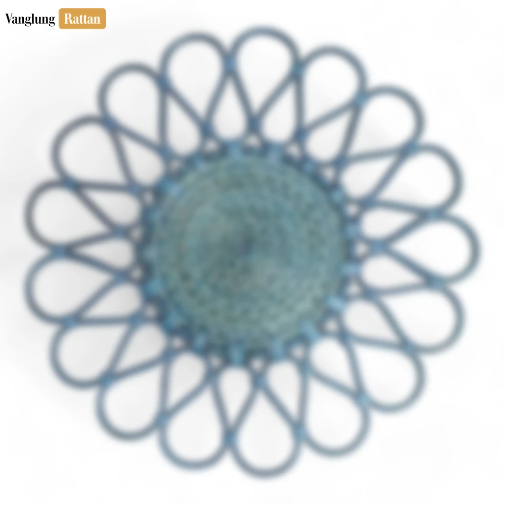 Blue Scalloped Flower Handwoven Bamboo Rattan Placemat with Spiral Weave - UP054038 - 🏆 Why Choose VanglungRattan