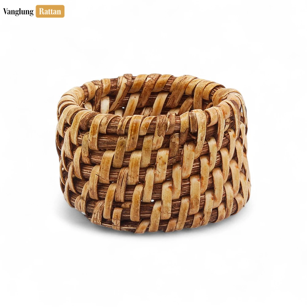 Brown Handmade Rustic Basketweave Full Rattan Napkin Ring - TW021001-B - ✨ Product Highlights
