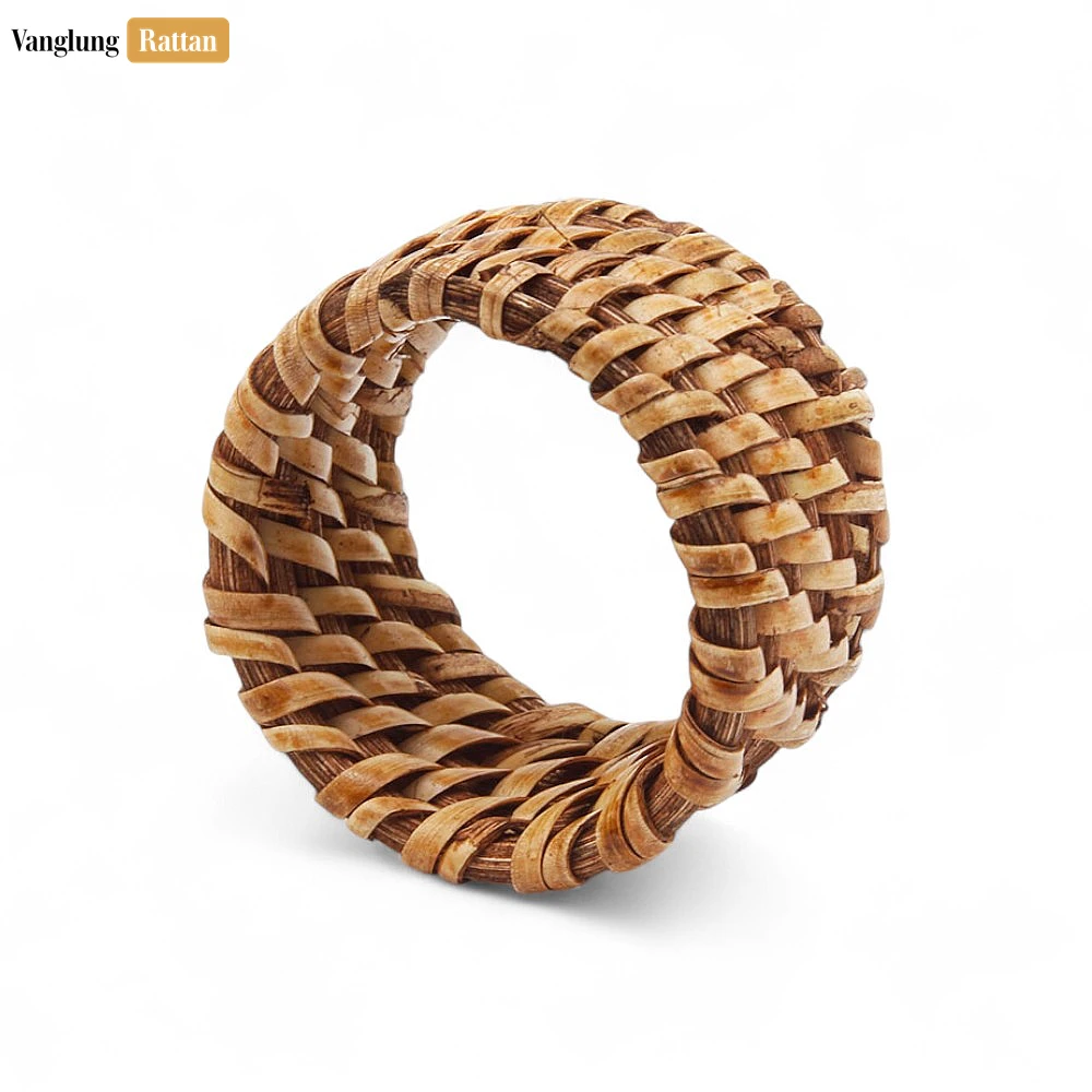 Brown Handmade Rustic Basketweave Full Rattan Napkin Ring - TW021001-B - 🏆 Why Choose VanglungRattan
