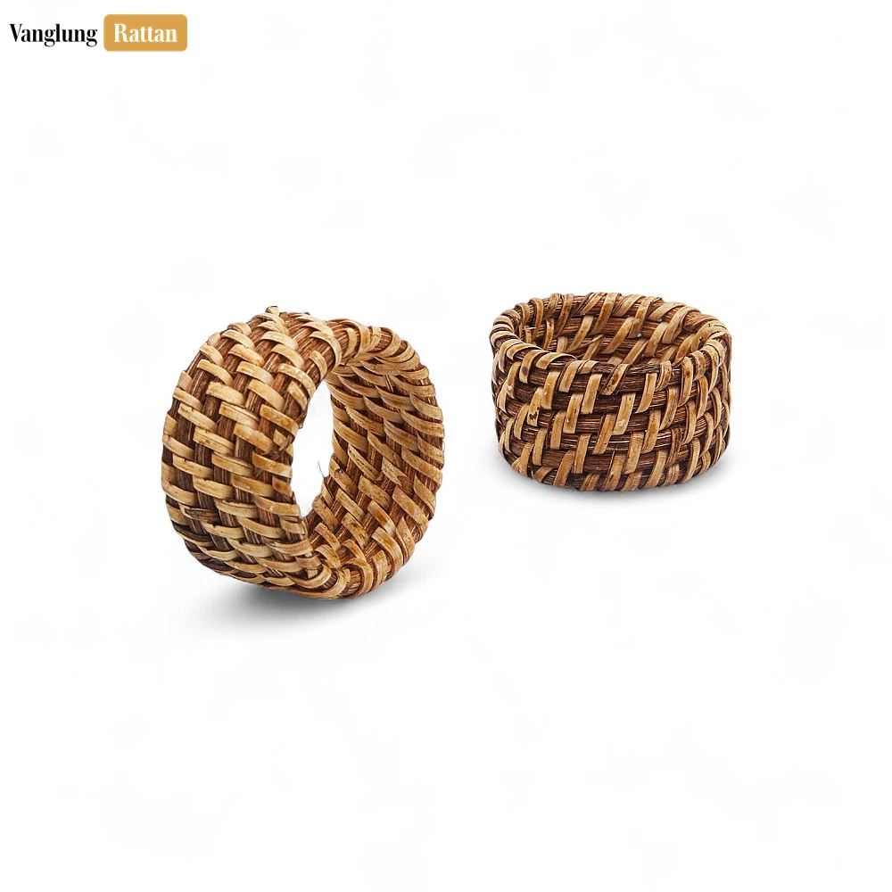 Brown Handmade Rustic Basketweave Full Rattan Napkin Ring - TW021001-B - Q: How do I clean and maintain my rattan napkin rings?