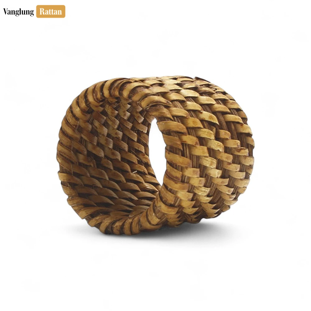 Brown Handmade Rustic Basketweave Full Rattan Napkin Ring - TW021001-B-H5 - ✨ Product Highlights