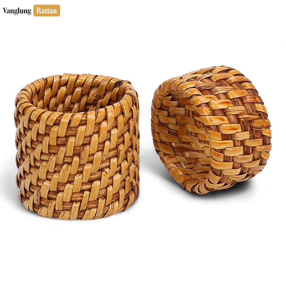 Brown Handmade Rustic Basketweave Full Rattan Napkin Ring - TW021001-B-H5 - Q: Are these napkin rings suitable for outdoor use?