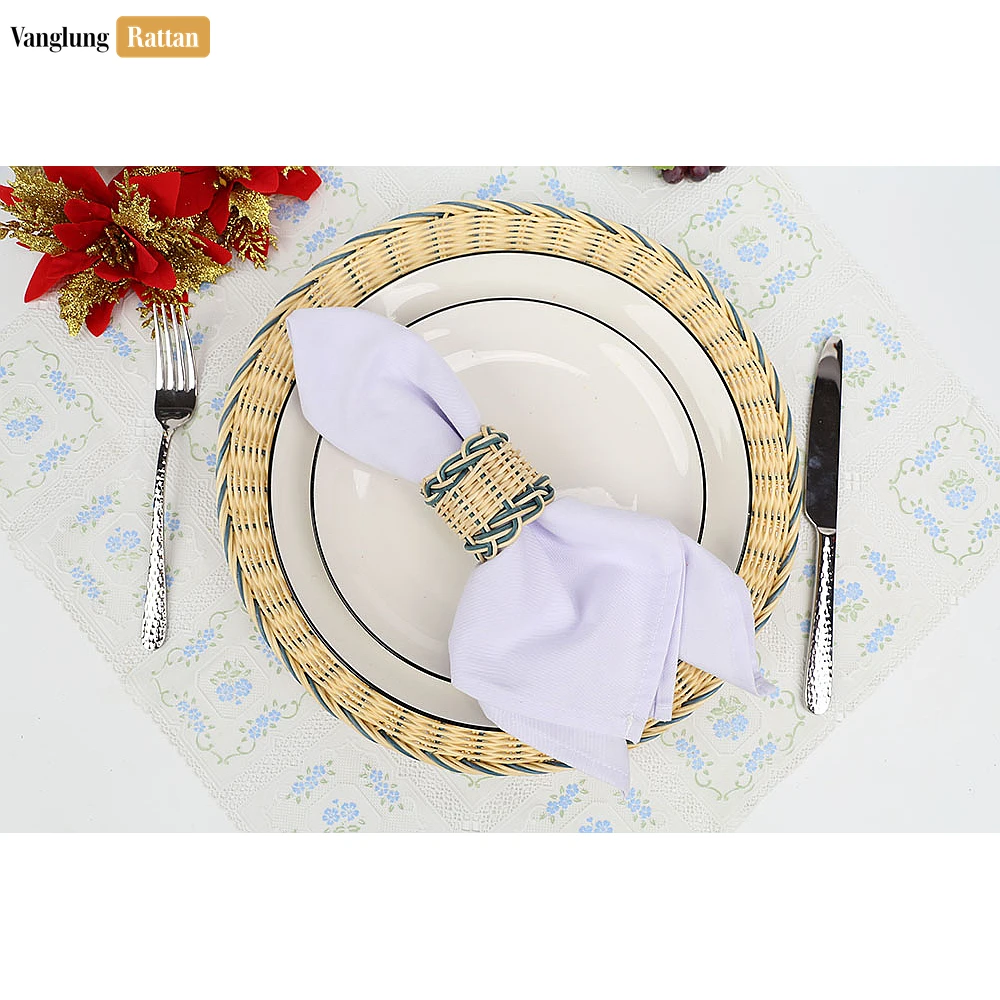 Coastal Blue Handwoven Napkin Ring - TW031001-B - Q: How do I clean and maintain my rattan napkin rings?