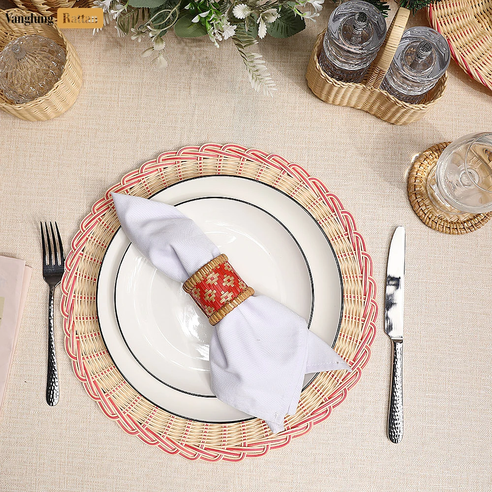 Coastal Red Handwoven Napkin Ring - TW031001-R - 🎨 Product Overview