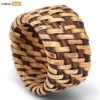 Dark Brown Handmade Rustic Basketweave Full Rattan Napkin Ring - TW021001-DB-1.webp
