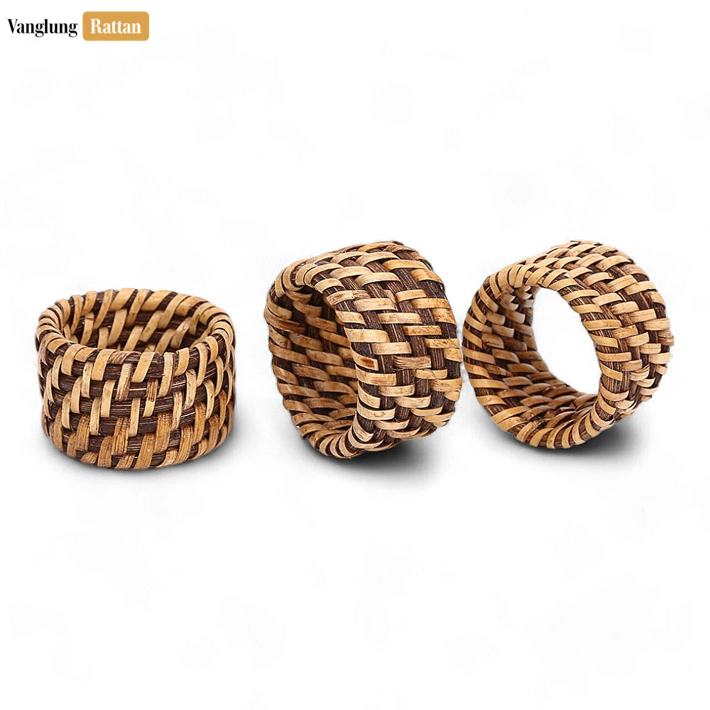 Dark Brown Handmade Rustic Basketweave Full Rattan Napkin Ring - TW021001-DB - 🎯 Applications