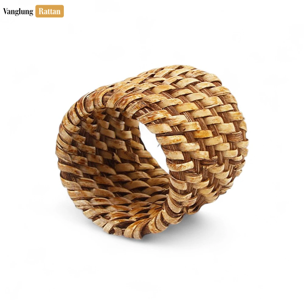 Dark Brown Handmade Rustic Basketweave Full Rattan Napkin Ring - TW021001-DB-H5 - 🏆 Why Choose VanglungRattan