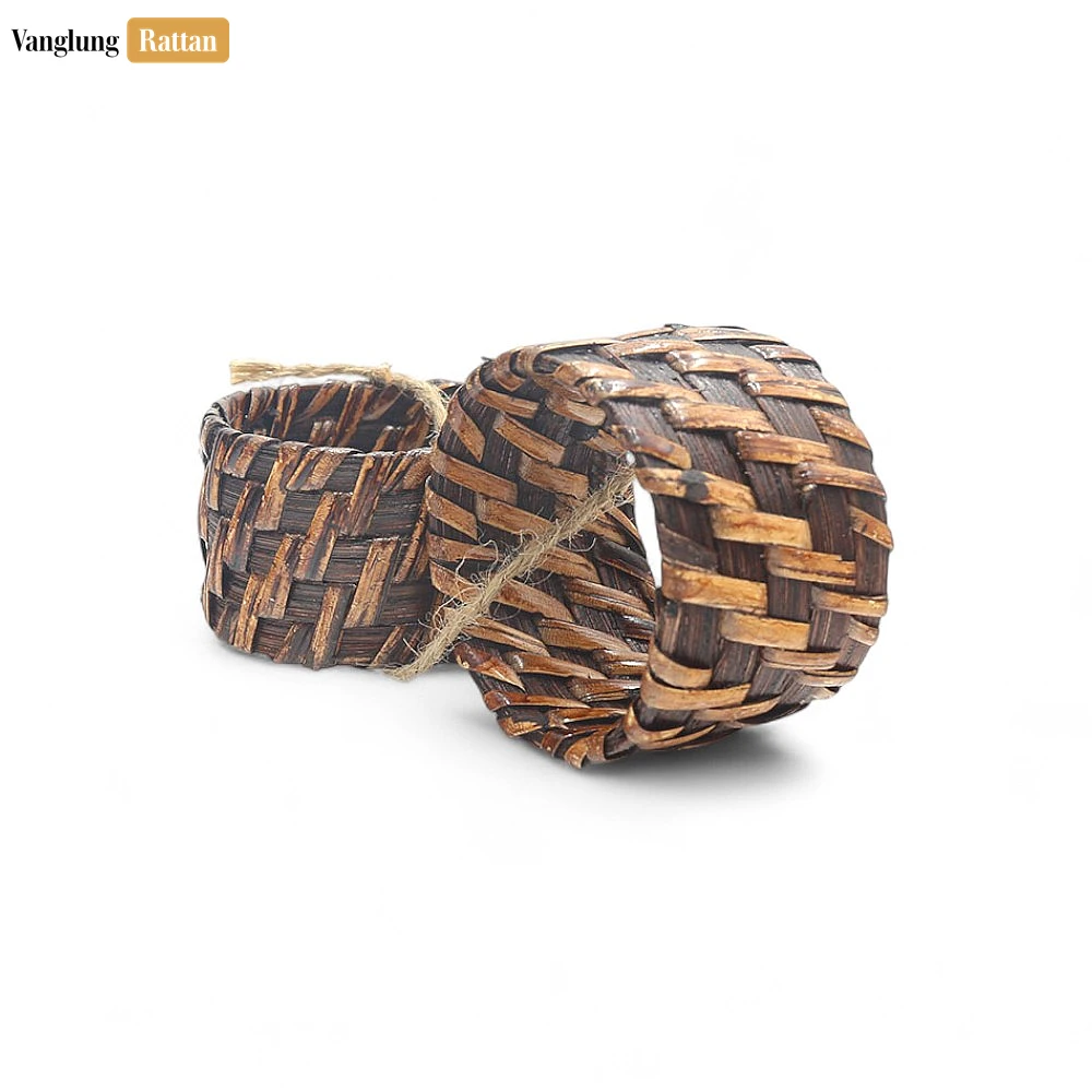 Dark Brown Rustic Weave Bamboo Rattan Napkin Ring - TW051101-DB - 🏡 Applications