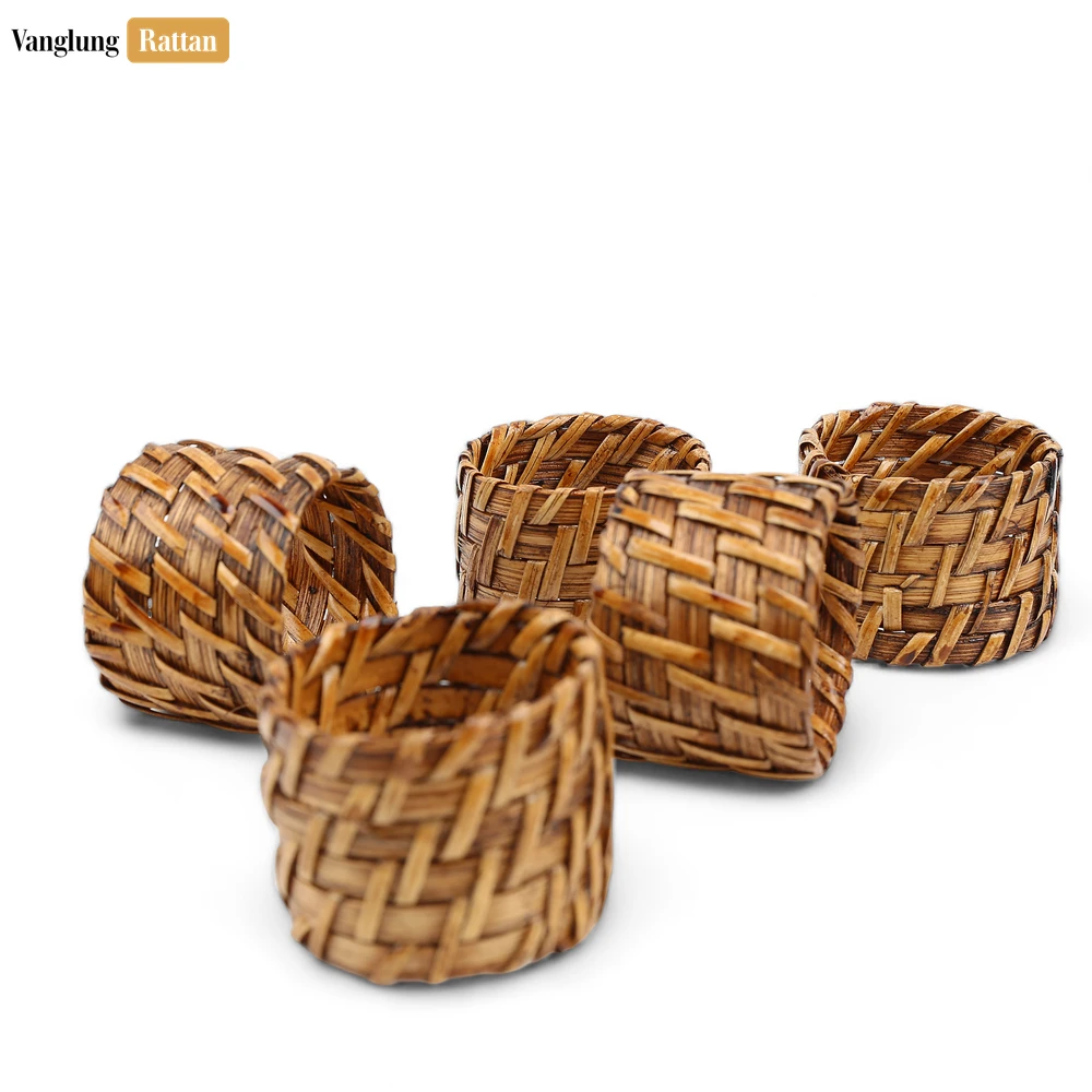 Dark Brown Woven Bamboo Rattan Napkin Ring - TW051101-D - 🍽️ Applications