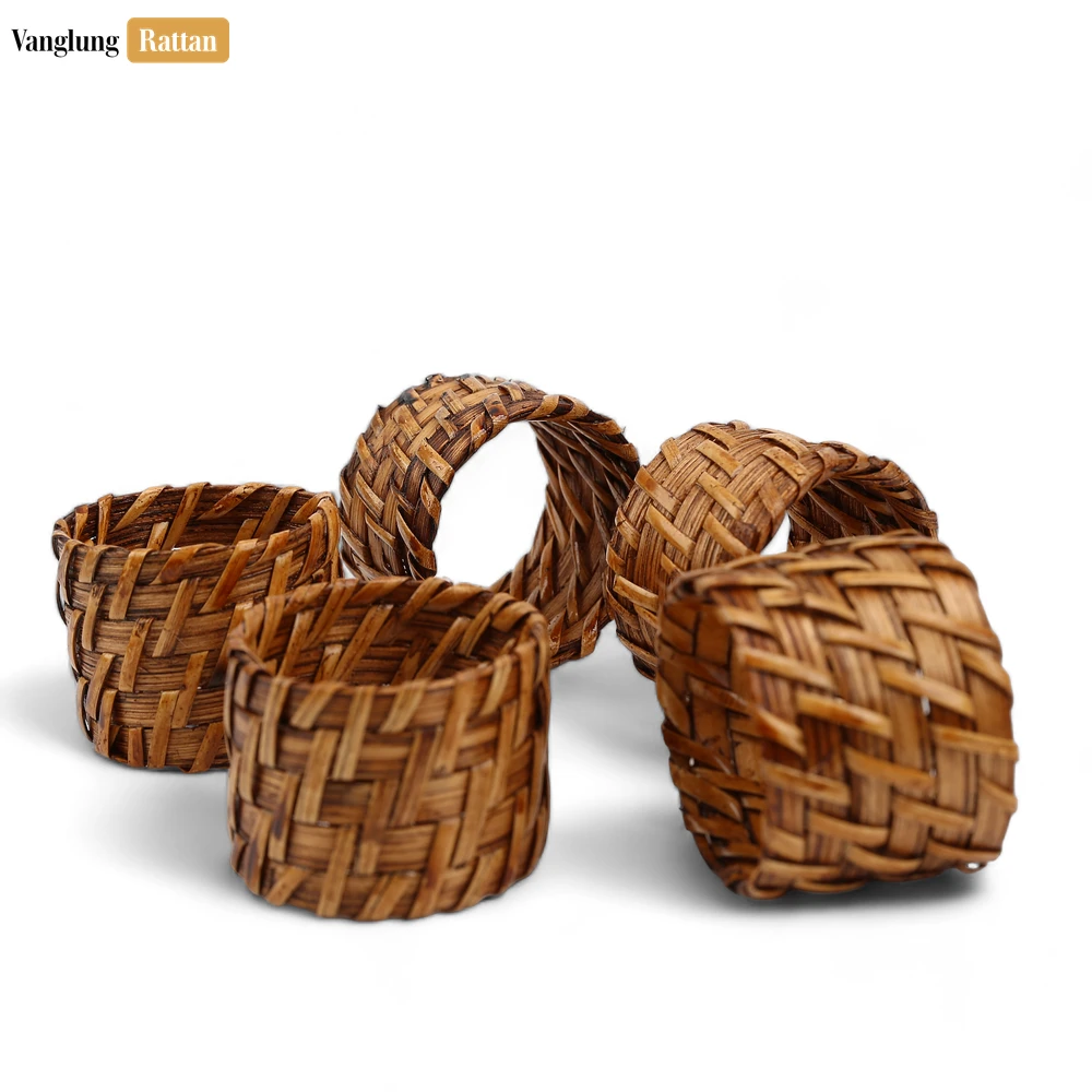 Dark Brown Woven Bamboo Rattan Napkin Ring - TW051101-D - ⭐ Product Highlights
