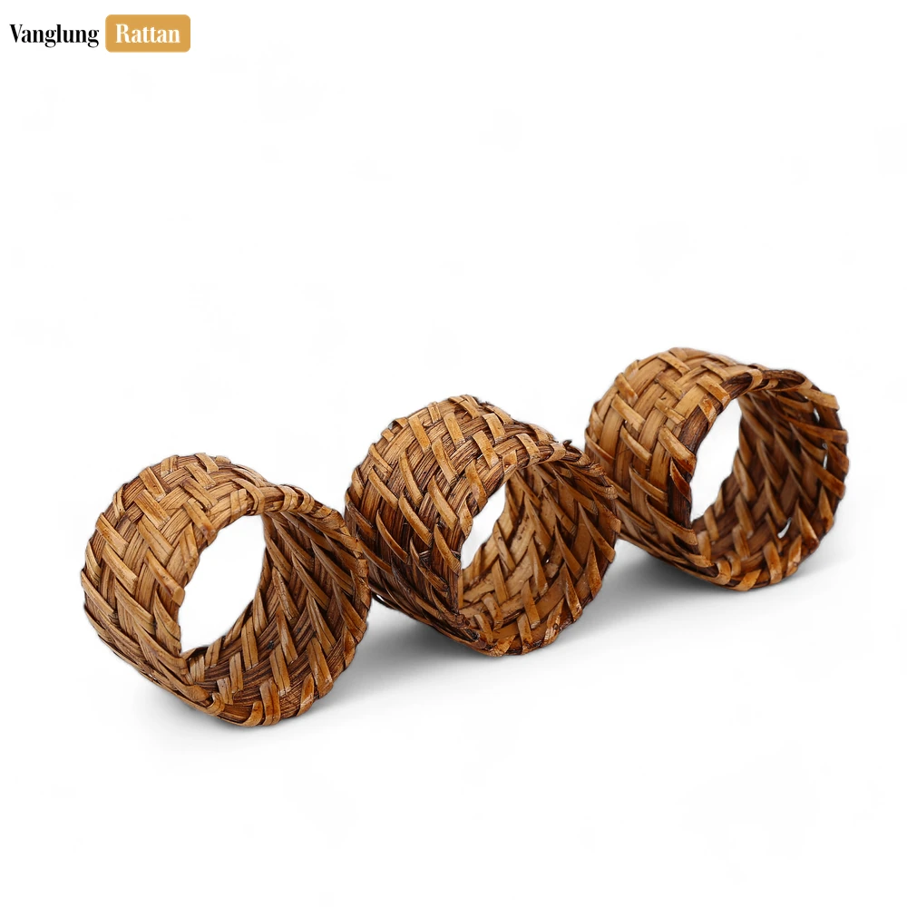 Dark Brown Woven Bamboo Rattan Napkin Ring - TW051101-D - 🏆 Why Choose VanglungRattan?