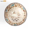 Handmade Coconut Bowl Mother of Pearl with Sea Turtle and Colorful Polka Dots Mosaic - TW09CC010-1.webp