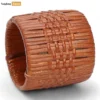 Handwoven Cognac Basketweave Straw Rattan Napkin Ring - TW011002-1.webp