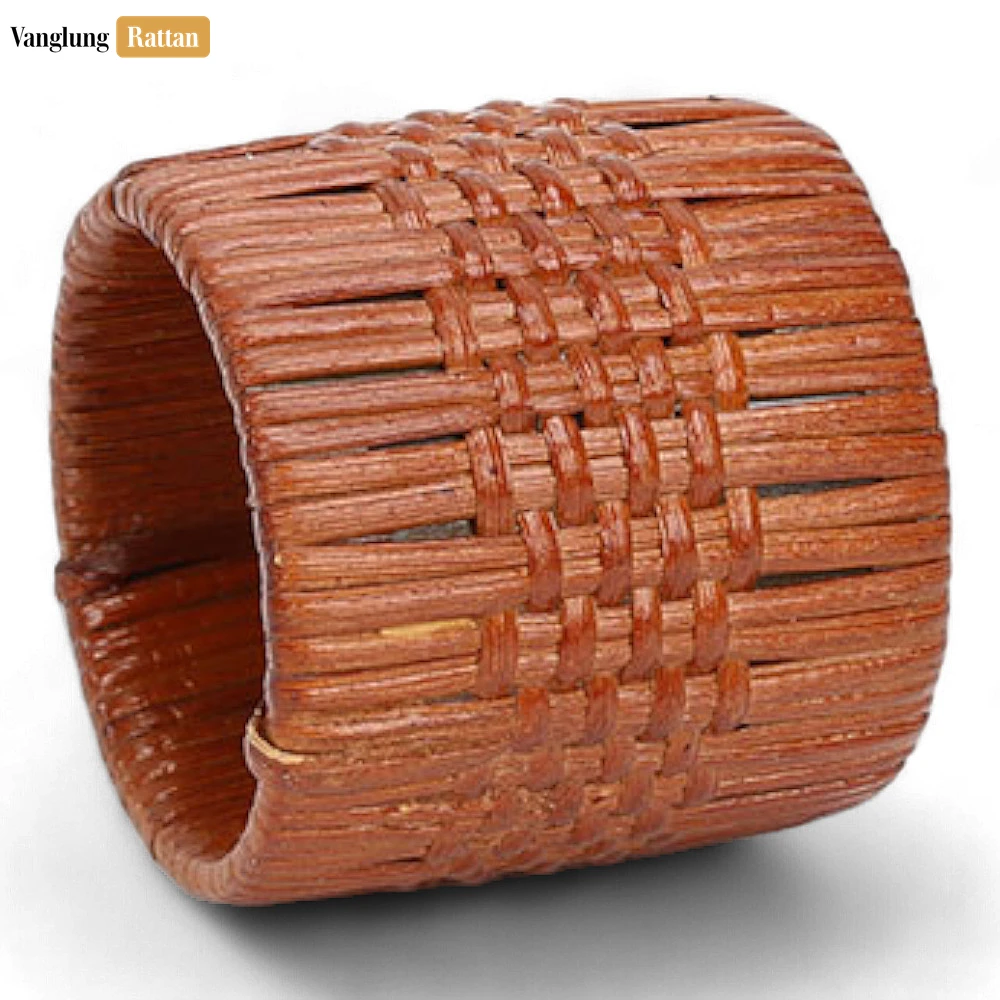 Handwoven Cognac Basketweave Straw Rattan Napkin Ring - TW011002 - 🌾 Handwoven Cognac Basketweave Straw Rattan Napkin Ring - TW011002