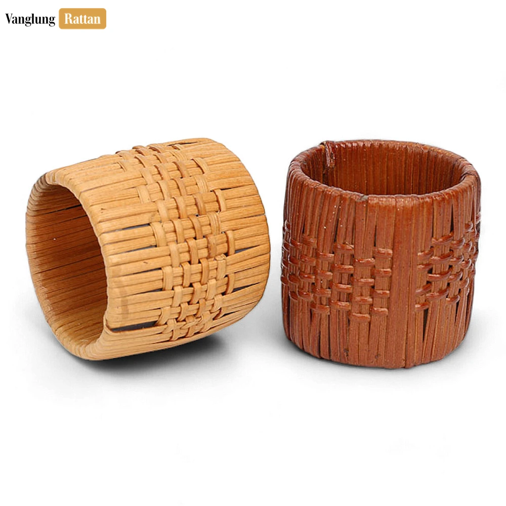Handwoven Cognac Basketweave Straw Rattan Napkin Ring - TW011002 - ✨ Product Highlights