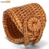 Handwoven Floral Rosette Straw Rattan Napkin Ring - TW011001-1.webp