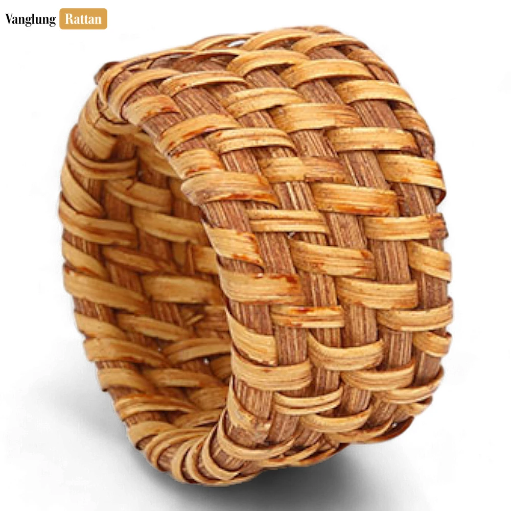 Light Brown Handmade Rustic Basketweave Full Rattan Napkin Ring - TW021001-LB - 🍽️ Applications & Uses