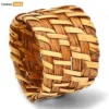 Light Brown Rustic Weave Bamboo Rattan Napkin Ring - TW051101-LB-1.webp