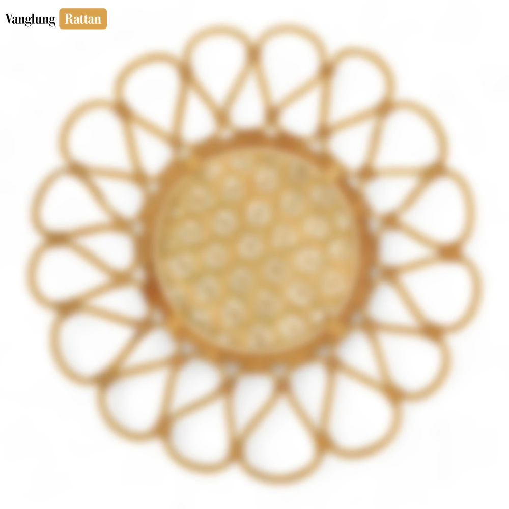 Yellow Scalloped Flower Handwoven Bamboo Rattan Placemat with Spiral Weave - UP054037 - 🌻 Yellow Scalloped Flower Handwoven Bamboo Rattan Placemat with Spiral Weave - UP054037