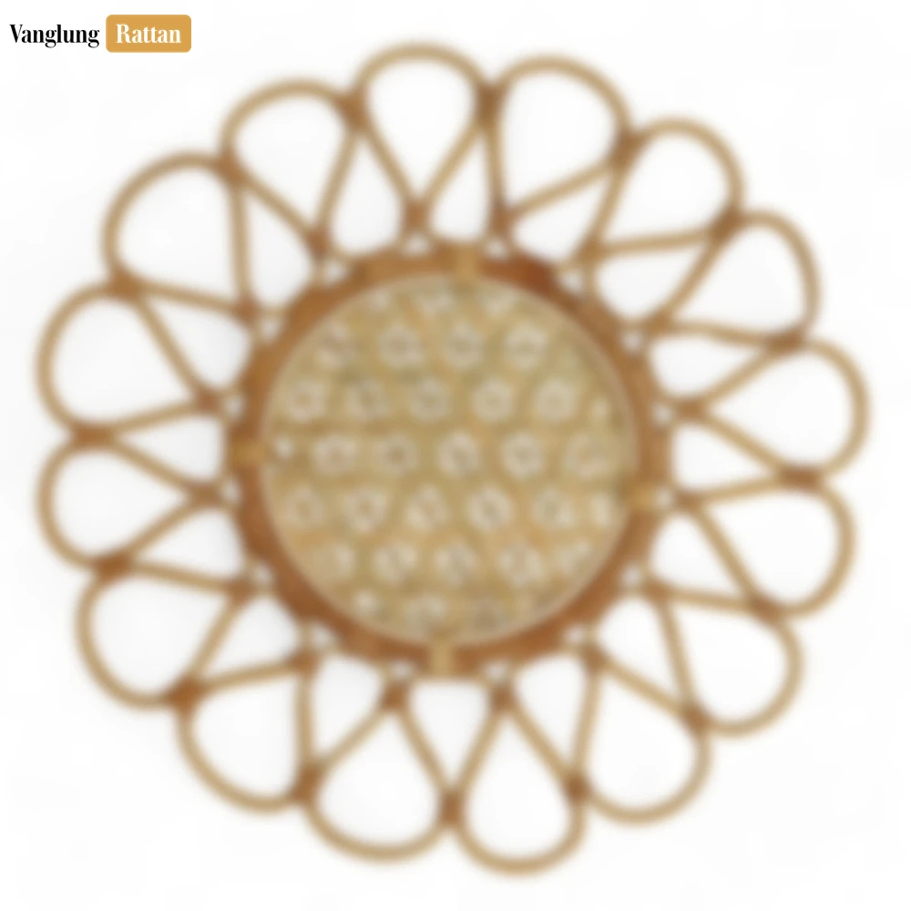 Yellow Scalloped Flower Handwoven Bamboo Rattan Placemat with Spiral Weave - UP054037 - 💰 Most Competitive Prices
