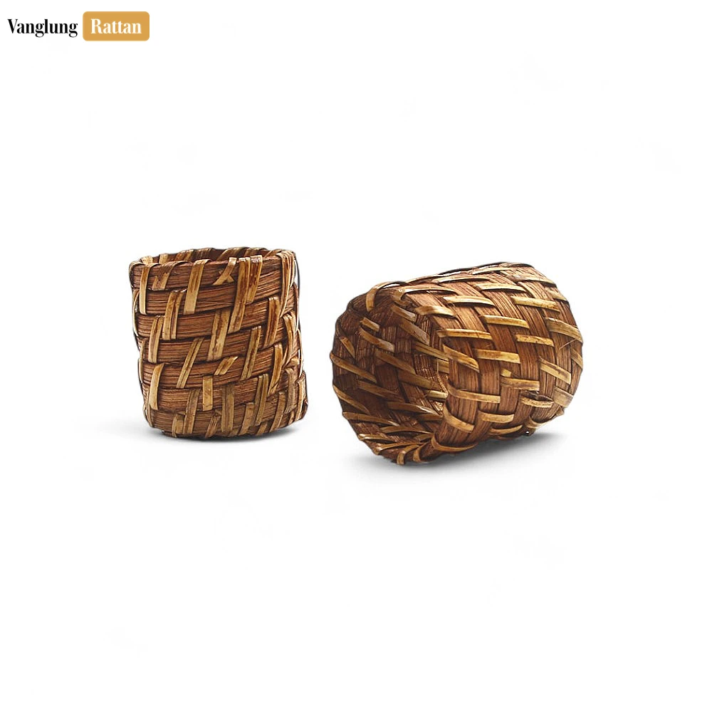 Long Light Brown Rustic Weave Bamboo Rattan Napkin Ring - TW051101-LB-H5 - 🎨 Product Overview