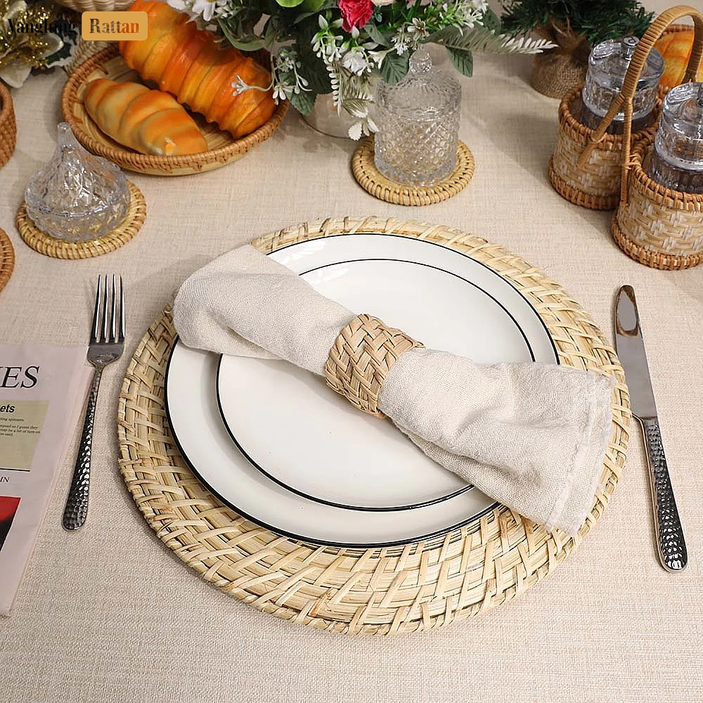 Natural Woven Bamboo Rattan Napkin Ring - TW051101-N - 🍽️ Applications