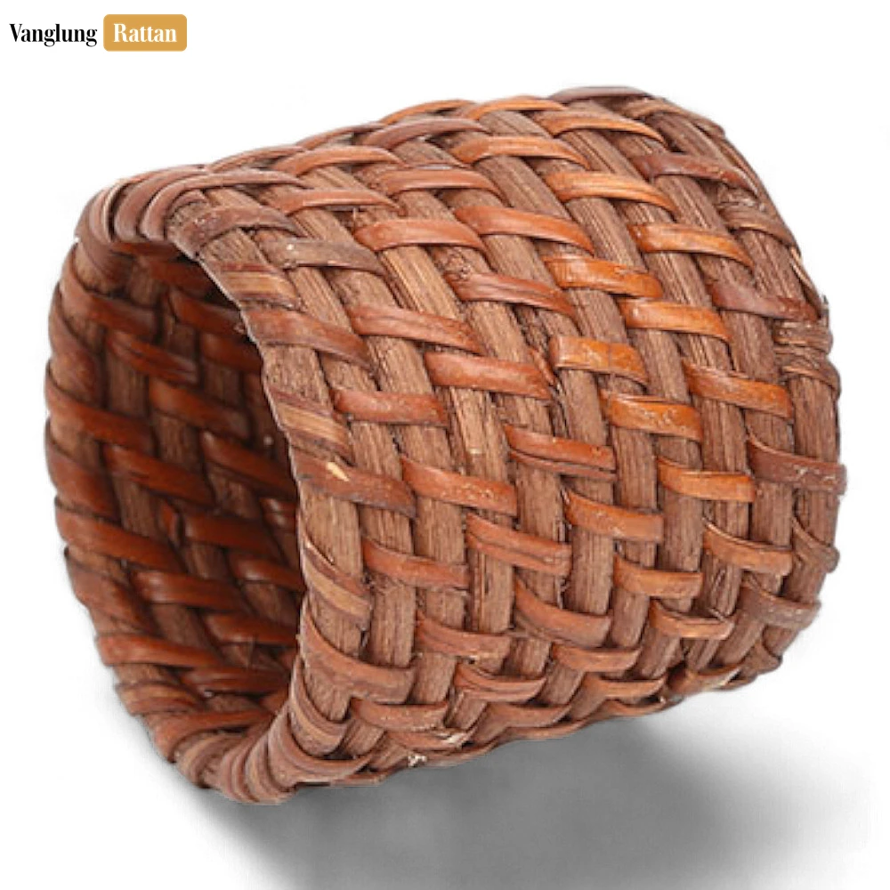 Red Brown Handmade Rustic Basketweave Full Rattan Napkin Ring - TW021001-RB-H5-2.webp