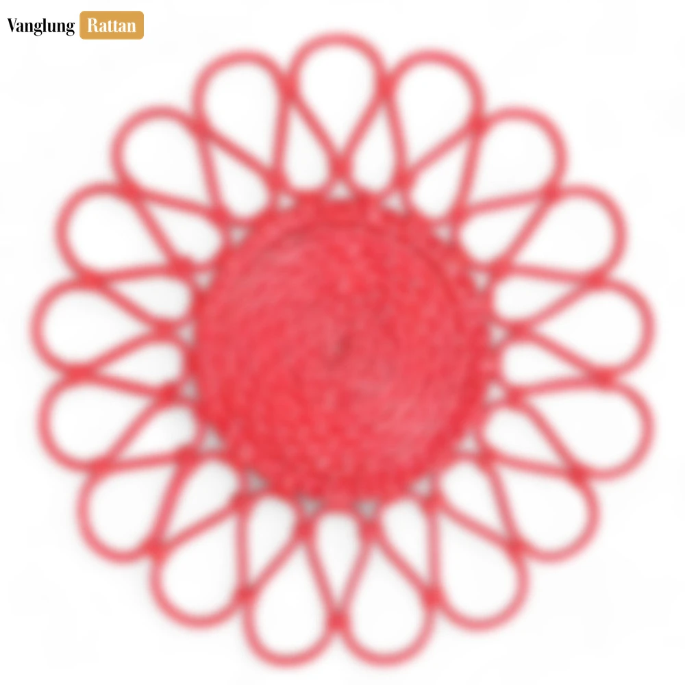 Red Scalloped Flower Handwoven Bamboo Rattan Placemat with Spiral Weave - UP054034 - Red Scalloped Flower Handwoven Bamboo Rattan Placemat with Spiral Weave - UP054034