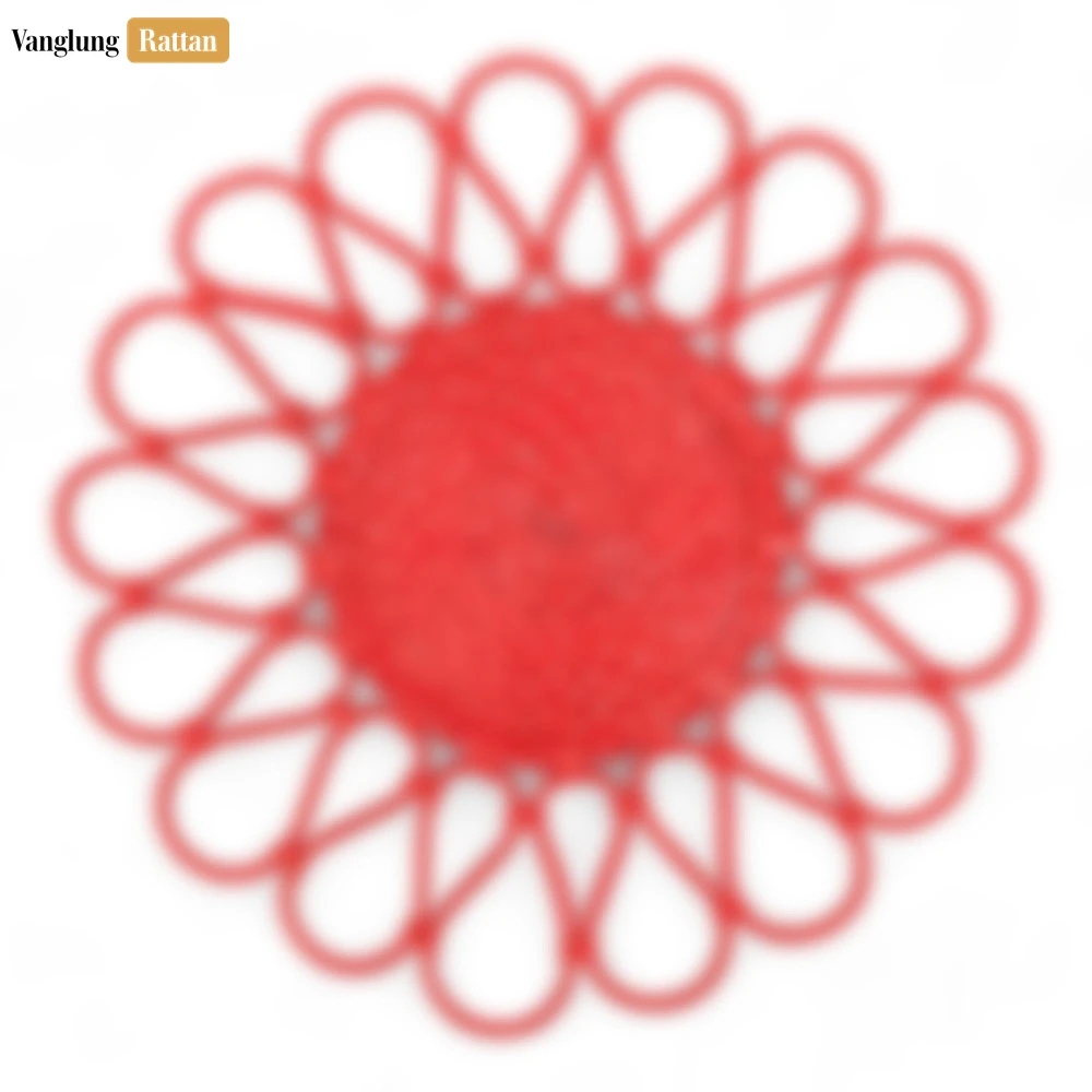 Red Scalloped Flower Handwoven Bamboo Rattan Placemat with Spiral Weave - UP054034 - 🏆 Why Choose VanglungRattan