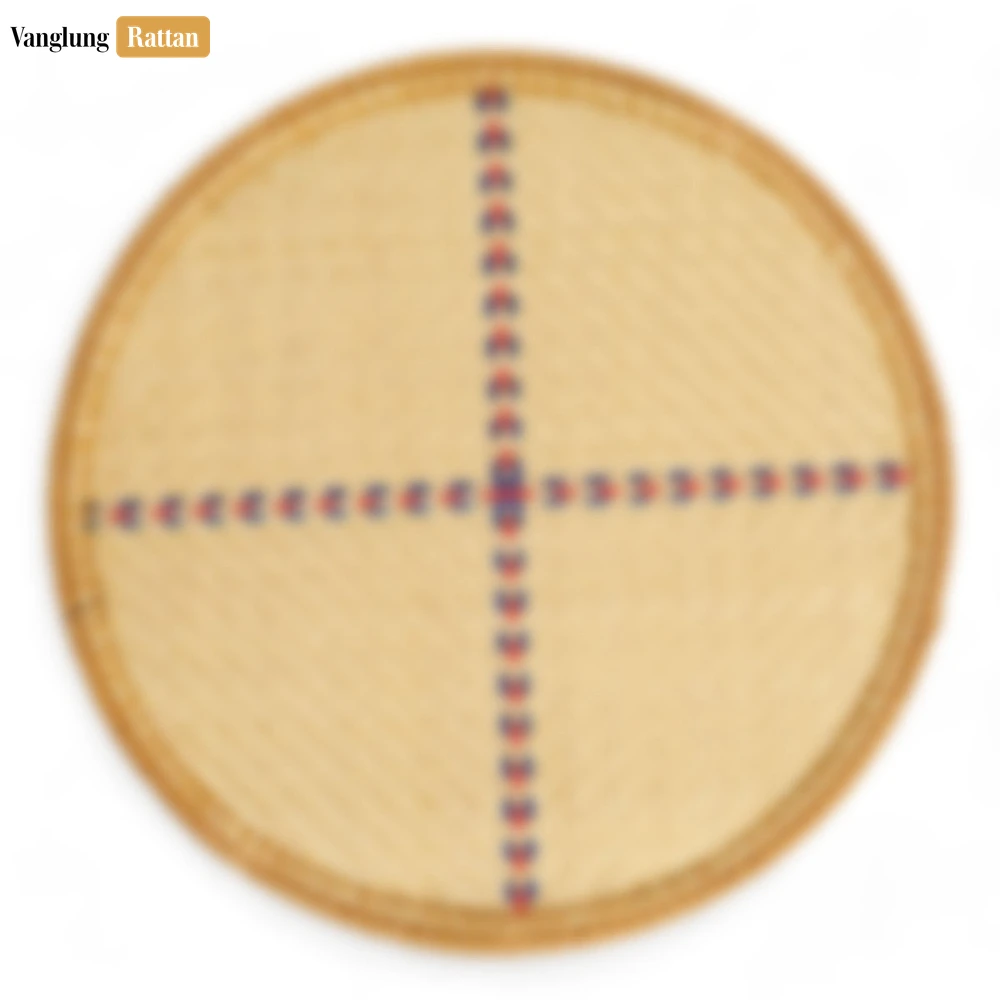 Round Natural Handwoven Bamboo Rattan Placemat with Stitched Cross Pattern - UP054026 - Round Natural Handwoven Bamboo Rattan Placemat with Stitched Cross Pattern - UP054026