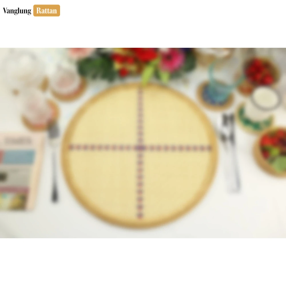 Round Natural Handwoven Bamboo Rattan Placemat with Stitched Cross Pattern - UP054026 - ⭐ Product Highlights
