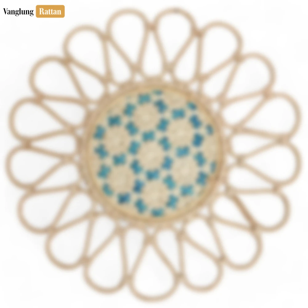 Scalloped Flower Handwoven Bamboo Rattan Placemat with Blue Star Hexagon Pattern - UP054032 - 🎯 Applications