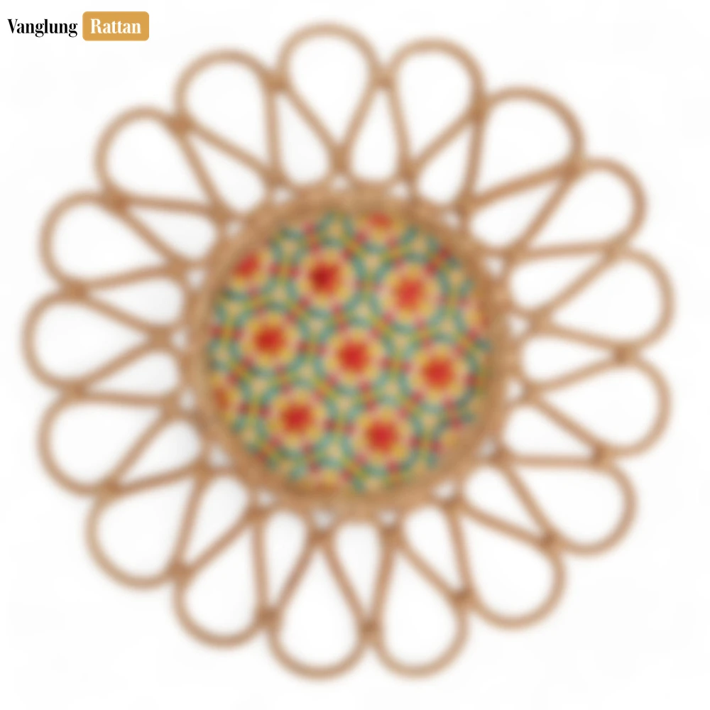 Scalloped Flower Handwoven Bamboo Rattan Placemat with Geometric Star Weave - UP054033 - 🌸 Scalloped Flower Handwoven Bamboo Rattan Placemat with Geometric Star Weave - UP054033