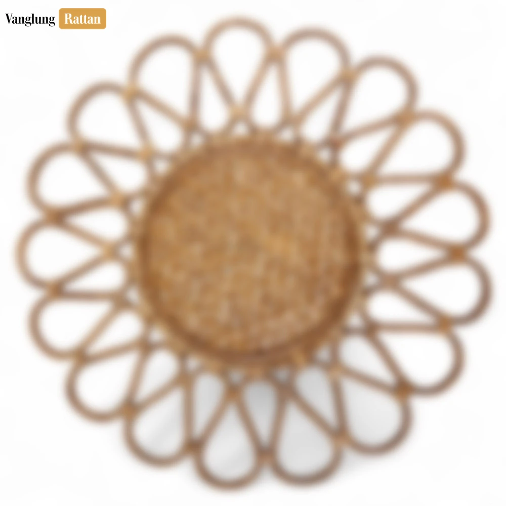 Scalloped Flower Handwoven Bamboo Rattan Placemat with Green Hexagon Pattern - UP054031 - 🌸 Scalloped Flower Handwoven Bamboo Rattan Placemat with Green Hexagon Pattern - UP054031