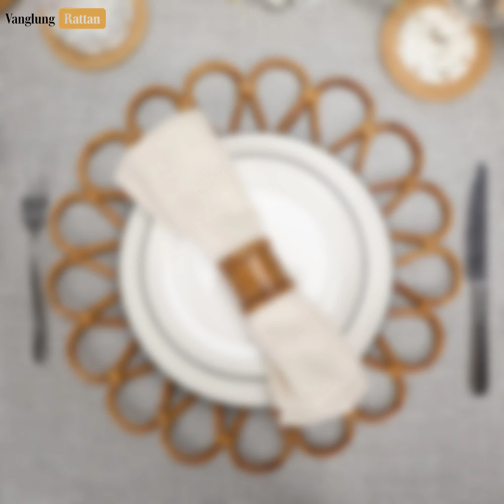 Scalloped Flower Handwoven Bamboo Rattan Placemat with Green Hexagon Pattern - UP054031 - Q: How do I clean and maintain my bamboo rattan placemat?
