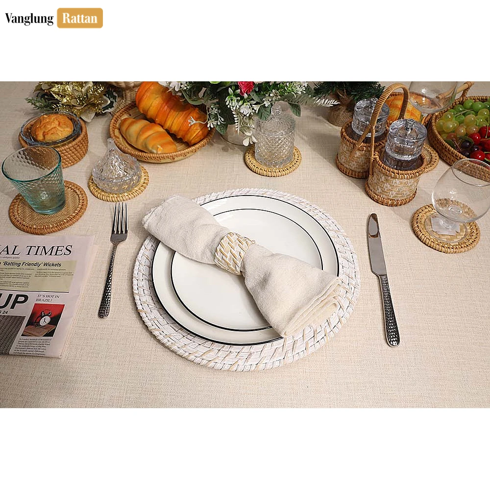 Whitewash Rustic Weave Bamboo Rattan Napkin Ring - TW051101-WW - ✨ Product Highlights