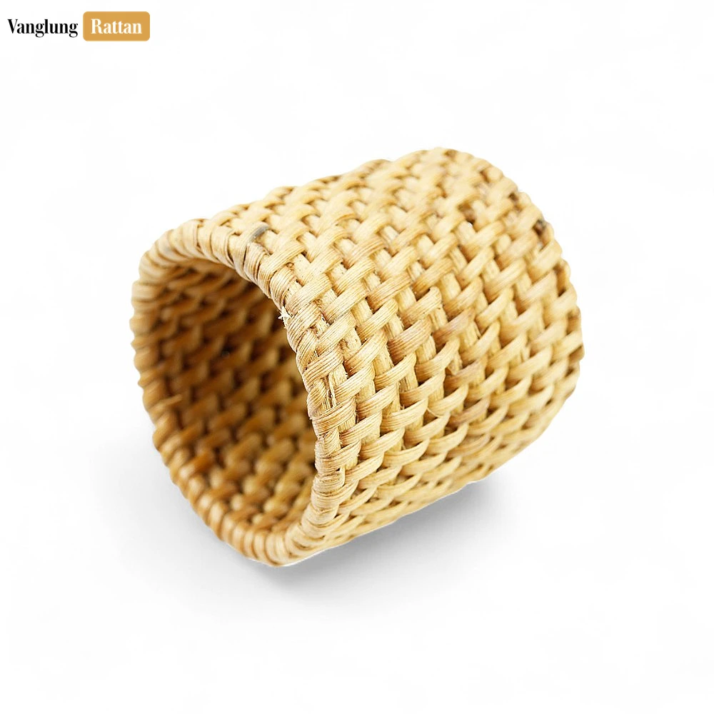Handwoven Gray Rustic Wicker Straw Rattan Napkin Ring - TW011003-GRA - 🌾 Handwoven Gray Rustic Wicker Straw Rattan Napkin Ring - TW011003-GRA