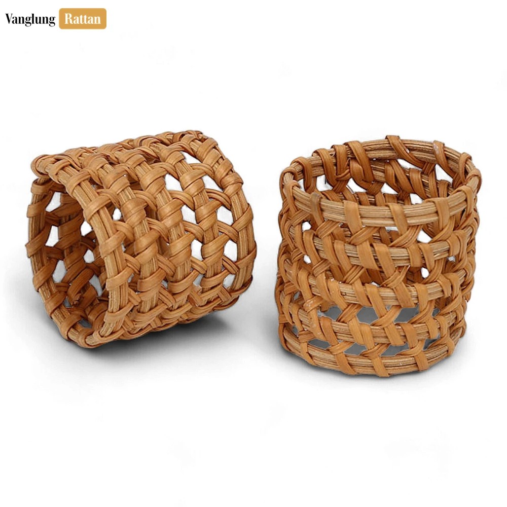 Handwoven Green Straw Rattan Napkin Ring with Airy Lattice Design - TW011004 - 🎯 Applications