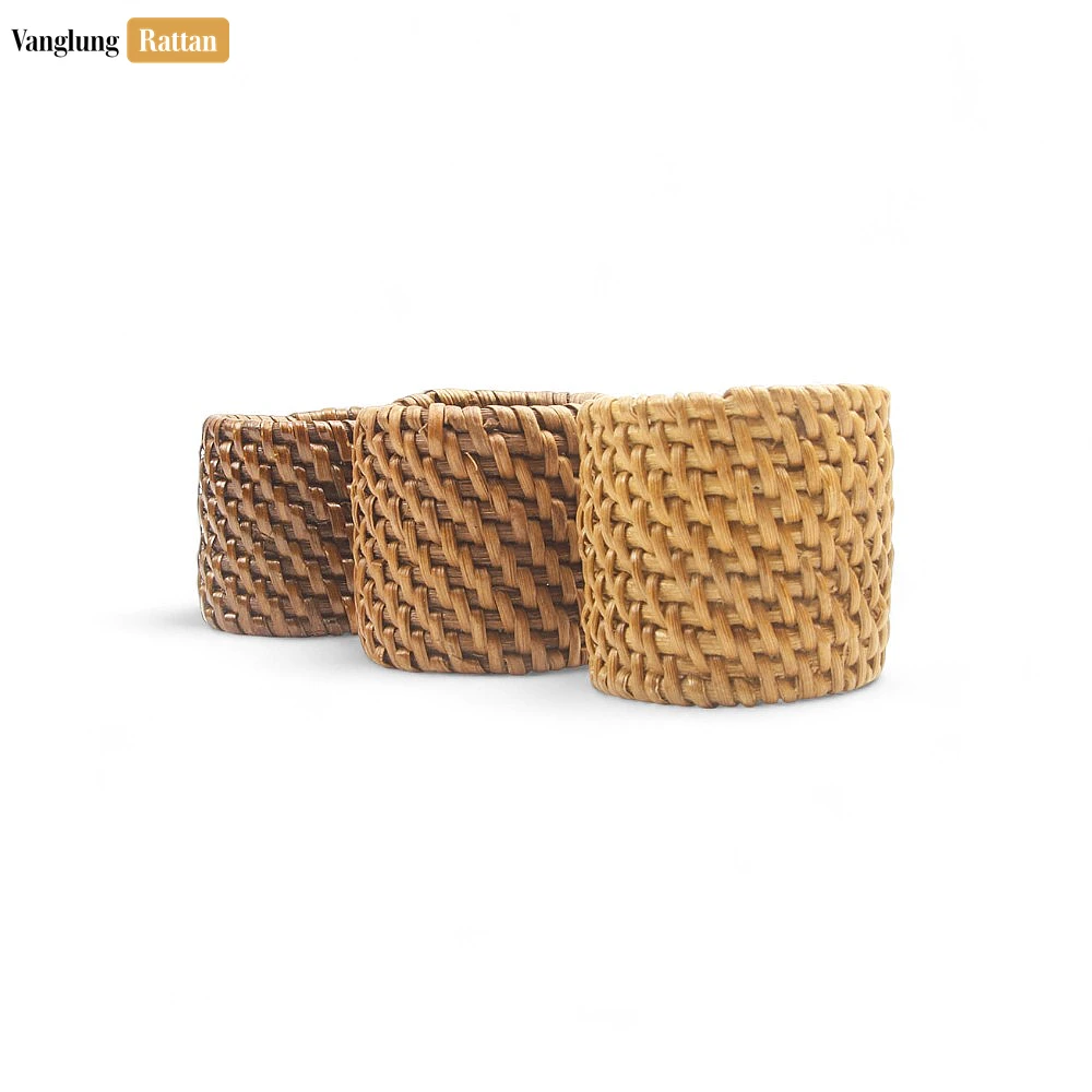 Handwoven Light Brown Rustic Wicker Straw Rattan Napkin Ring - TW011003-LB - ✨ Product Highlights