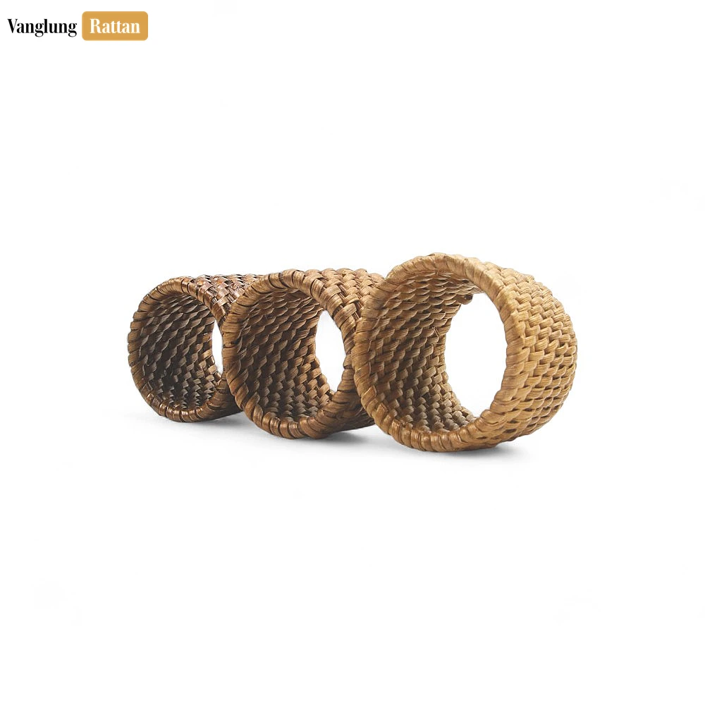 Handwoven Light Brown Rustic Wicker Straw Rattan Napkin Ring - TW011003-LB - 🏆 Why Choose VanglungRattan