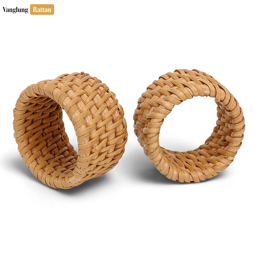 Handwoven Natural Basketweave Straw Rattan Napkin Ring - TW011006 - ✨ Product Highlights