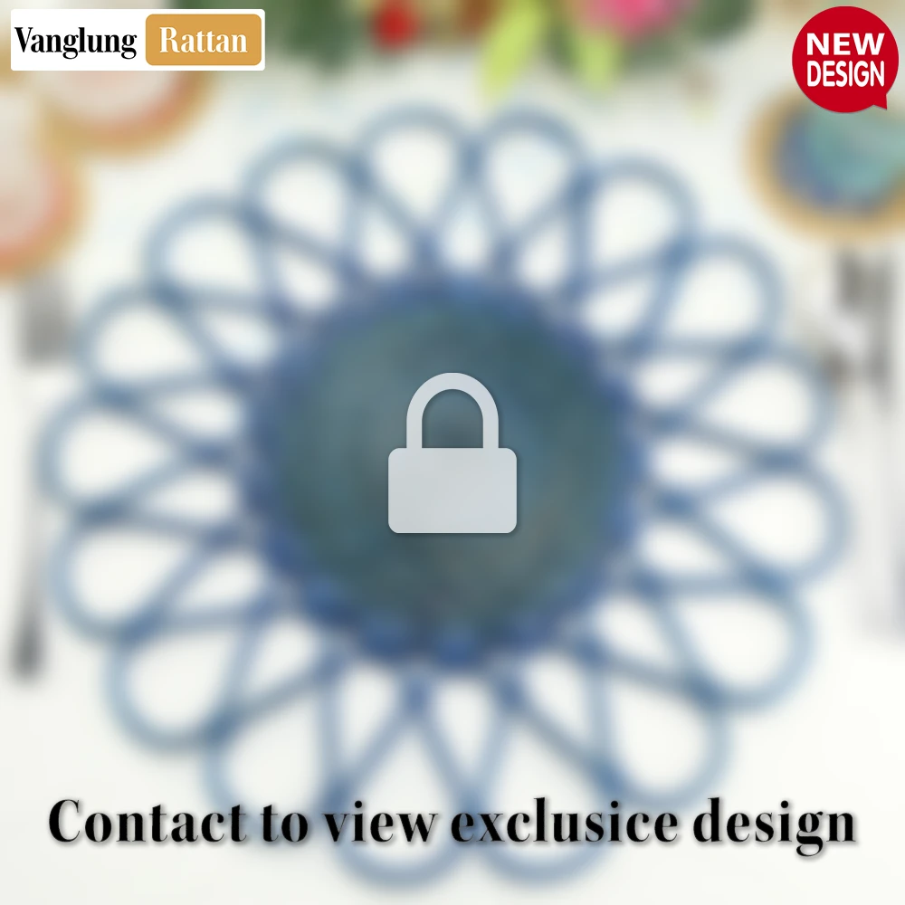 Blue Scalloped Flower Handwoven Bamboo Rattan Placemat with Spiral Weave - UP054038 - 🏠 Applications