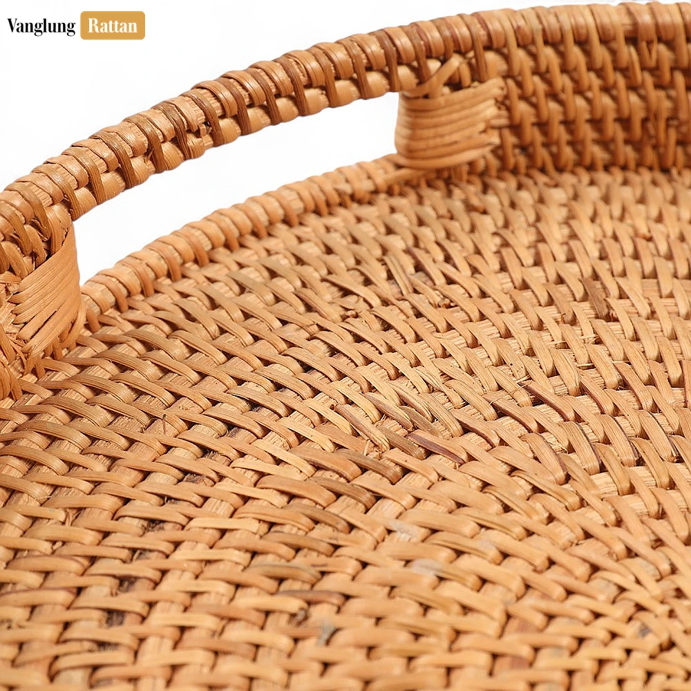 Brown Circular Straw Rattan Serving Tray with Integrated Handles - STRO011001BR - ❓ Frequently Asked Questions