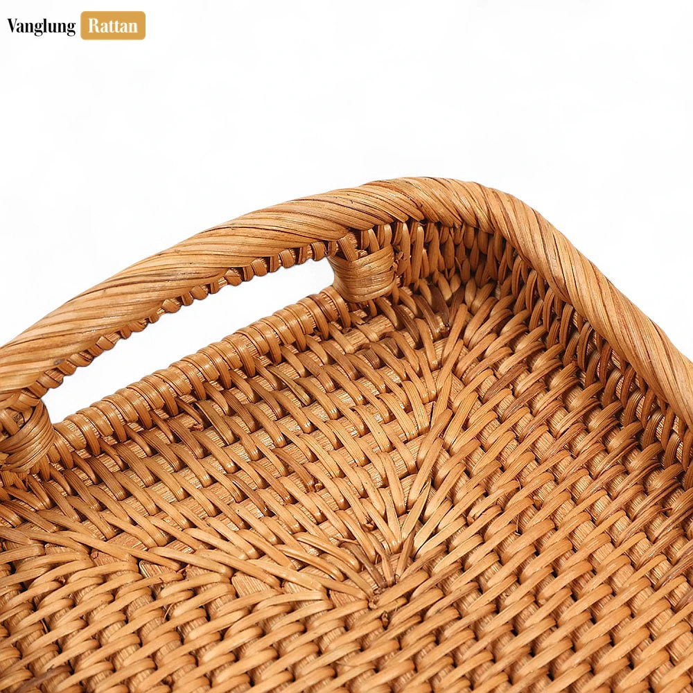 Brown Handwoven Long Rectangle Straw Rattan Handles Serving Tray with Fine Weave - STCN011008 - Q: How do I properly clean and maintain this straw rattan serving tray?